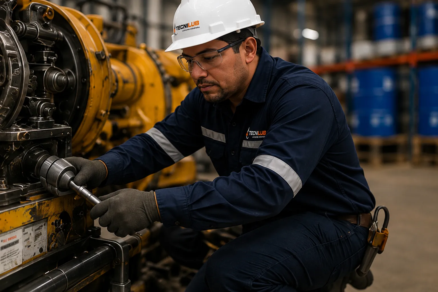 Técnico de TECNILUB trabajando sobre maquinaria